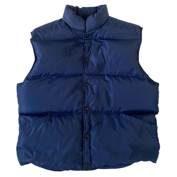 Lands’ End Goose Down Unisex Puffer Vest Large Navy - Picture 1 of 4